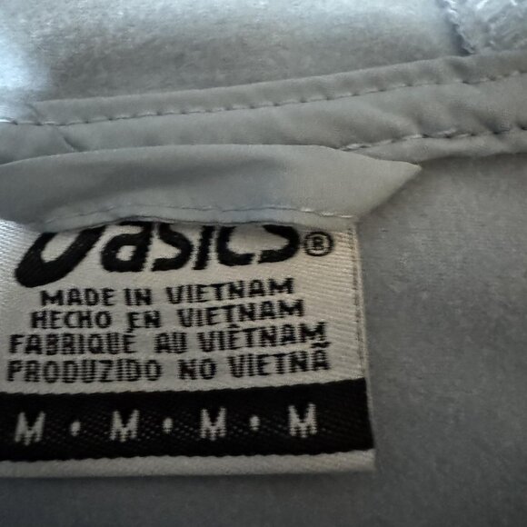 ASICS Jacket Womens Medium Blue Hooded Full Zip Quilted Chest Running Thumbholes - Picture 5 of 9
